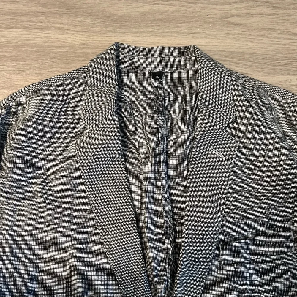J. Crew, 42R, 100% linen, Charcoal / Gray / Black Gingham, Blazer‎